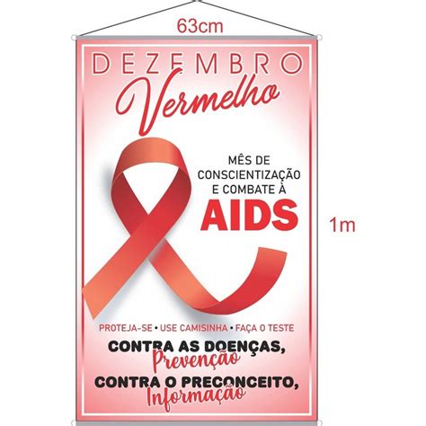 Banner Dezembro Vermelho Prevenção 100X65cm B12 Submarino