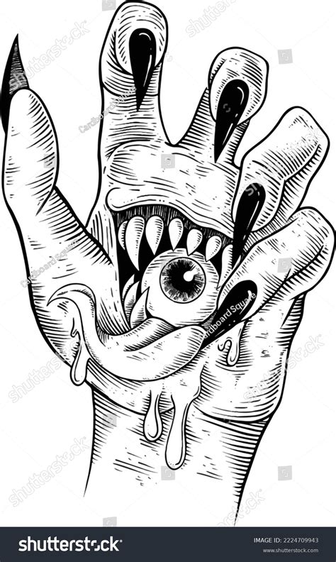 Drawing Engraving Style Illustration Creepy Hand Stock Vector (Royalty Free) 2224709943 ...