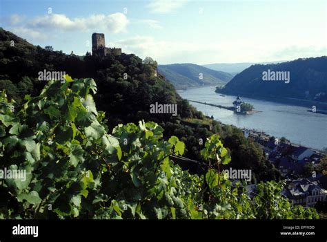 DEU, Germany, Kaub at the river Rhine, castle Gutenfels and the castle ...