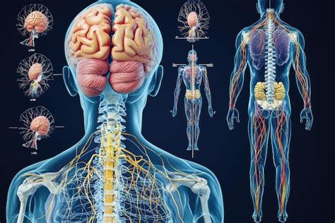 A imagem mostra uma ilustração detalhada do sistema nervoso humano com