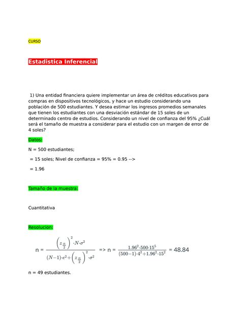 Solution Estadistica Inferencial Studypool