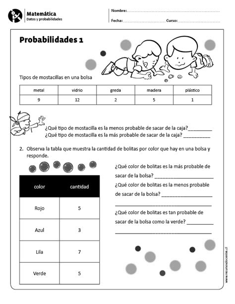 Resultado De Imagen Para Ejercicios De Probabilidad Para Primaria