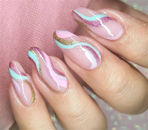 Swirl Pastel Sparkle Nails Nail Art Designs Images Pink Nail Designs