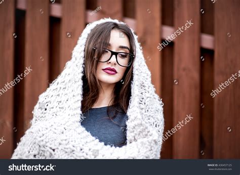 Portrait Dreamy Brunette Girl Dark Red Stock Photo Shutterstock
