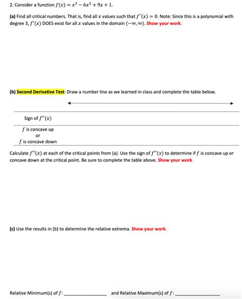 Solved 2 Consider A Function F X X3 6x2 9x 1 A