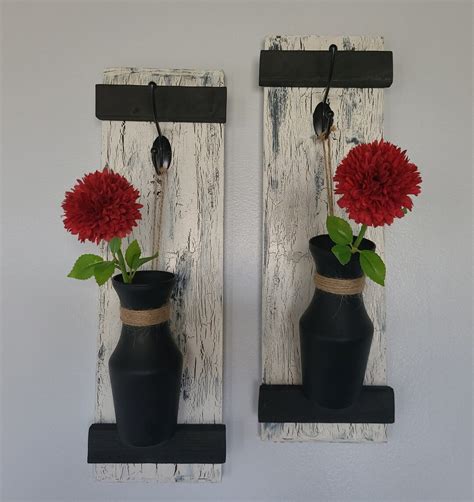 Farmhouse Wall Sconce Set Rustic Wall Decor Hanging Wooden - Etsy