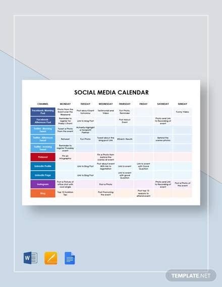 FREE 19+ Sample Social Media Calendar Templates in Google Docs | MS ...