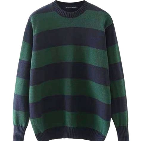 Iconic Brianna Sweater Brandy Melville Green And Navy Stripes Women S