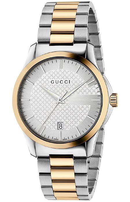 Gucci G Timeless 38 Mm Two Tone Gold Steel Mens Watch YA126450