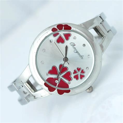 Flower Dial Alloy Band Quartz Analog Art Deco Wristwatches For Women