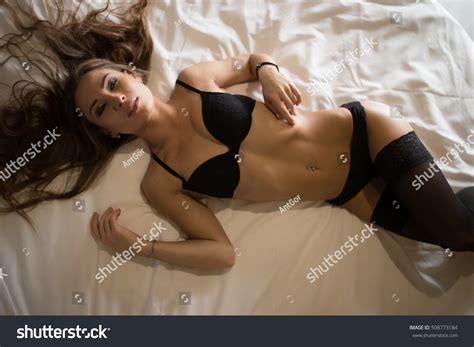Sexy Brunette Woman Lying On Bed Stock Photo Edit Now 508773184