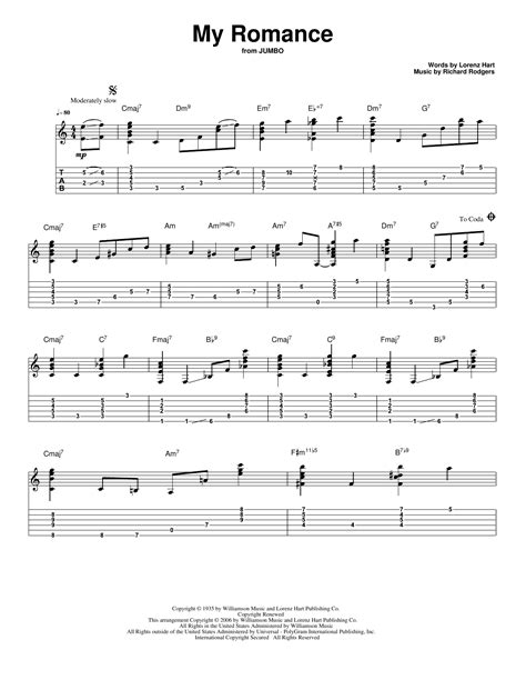 My Romance Sheet Music Rodgers Hart Solo Guitar