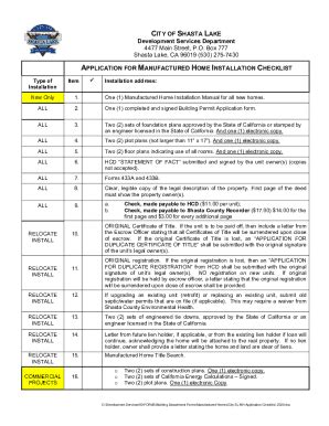 Fillable Online Application For Manufactured Home Installation