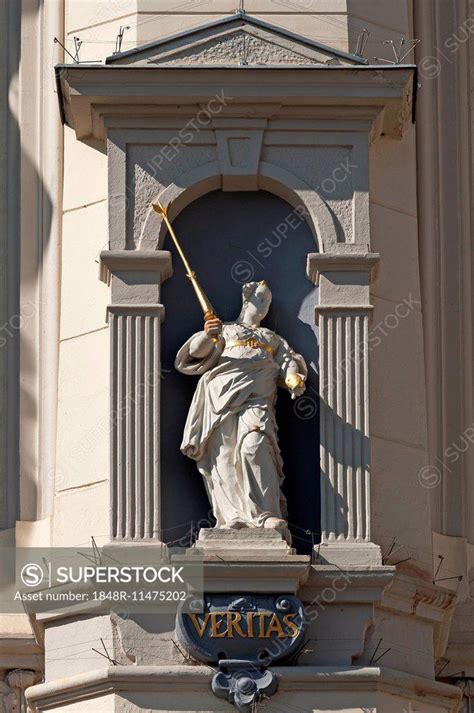 Sculpture Of Veritas Goddess Of Truth On The Baroque Town Hall