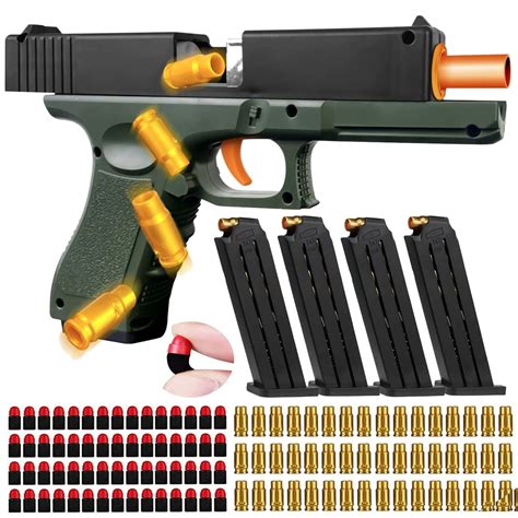 Buy Toy Soft Bullet Cool Toy Pistol With 60 Pcs Eva Darts Shell Ejecting Shooting Games