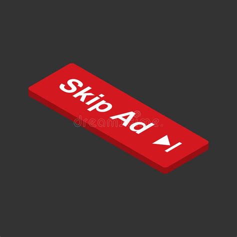 Skip Ad Red Button Icon In Isometric Skip Ad Symbol Isolated On Dark