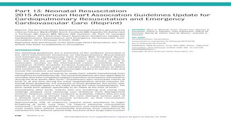 Part 13 Neonatal Resuscitation · Perinatal Risk Factor Such As Preterm Birth