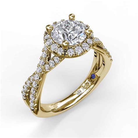 Round Halo Twist Engagement Ring Set in Rose Gold - The Diamond Room