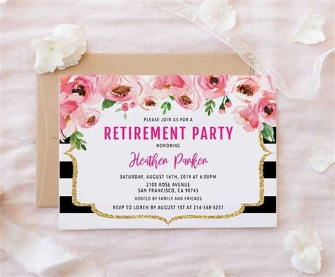 Retirement Party Invitation Template Farewell Party Invitation Floral Retirement Party Invites