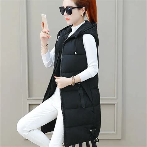 High Quality Autumn Winter Warm Casual Waistcoat Women Cotton Padded Long Vests Solid Thicken