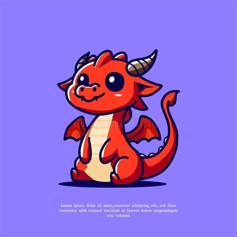 Cute Baby Orange Dragon Sitting Cartoon Vector Icon Illustration ...