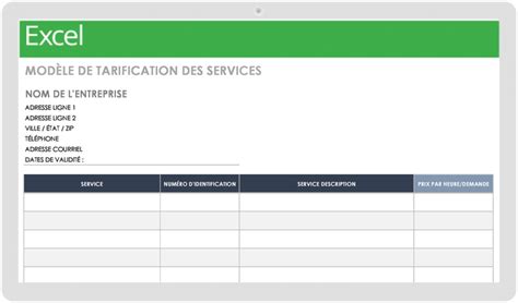 Mod Les Gratuits De Listes Tarifaires Smartsheet