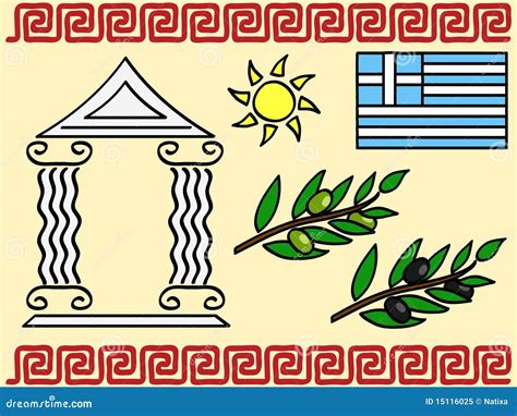 Simboli Della Grecia Illustrazione Vettoriale Illustrazione Di Sano