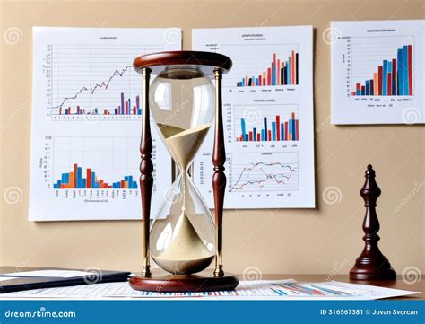 Time Management Concept Hourglass With Line Graphs Stock Illustration Illustration Of