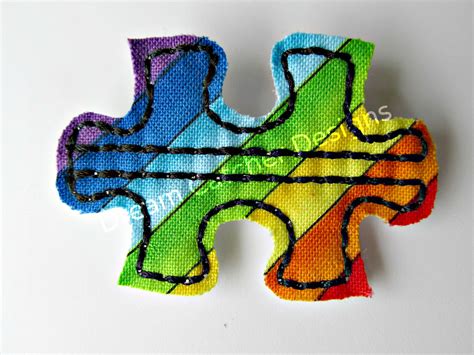 In The Hoop Puzzle Awareness Bobby Pin Felt Embroidery Design The