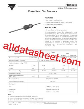 PR01 Datasheet PDF Vishay Siliconix