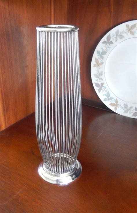 Tall Mid Century Modern Silver Plated Wire Candle Holder Etsy Wire