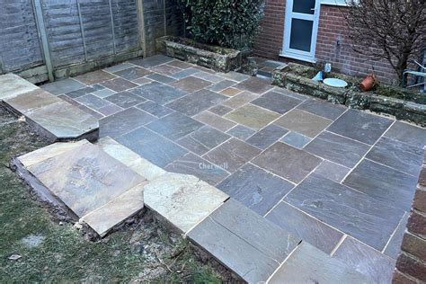 Elevated Indian Sandstone Patio With Steps In Brackley Here Are Some