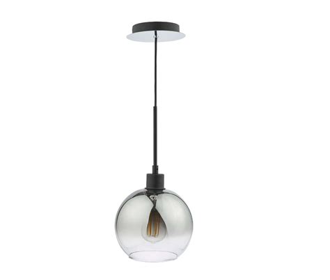 Ombre Smoked Glass Single Pendant Matt Black Id 12071 The Lighting