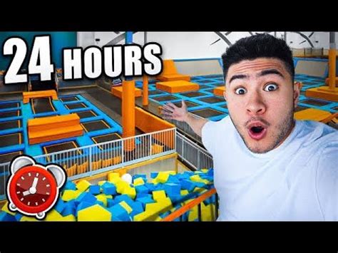 Hour Overnight Challenge In Trampoline Park Youtube