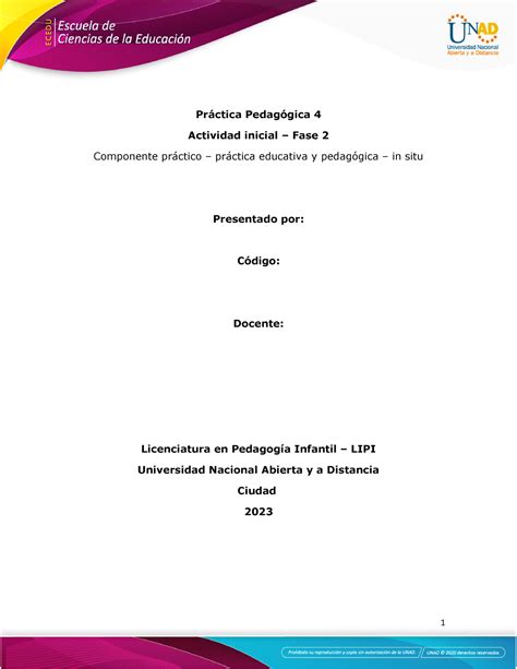 Plantilla De Trabajo Componente Pr Ctico Pr Ctica Educativa Y