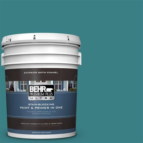 BEHR Premium Plus Ultra 5 Gal 510D 7 Pacific Sea Teal Satin Enamel