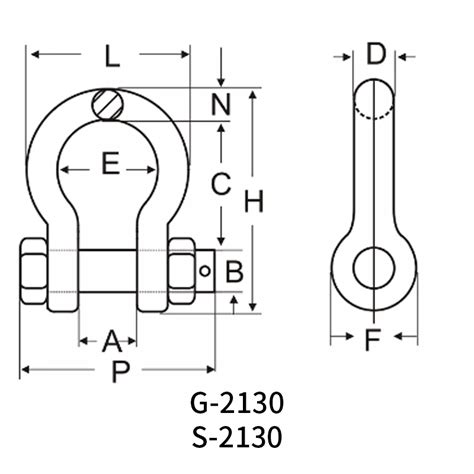 US Type G2130 Bolt Type Bow Shackle Manufacturer 1 4 20 Eye