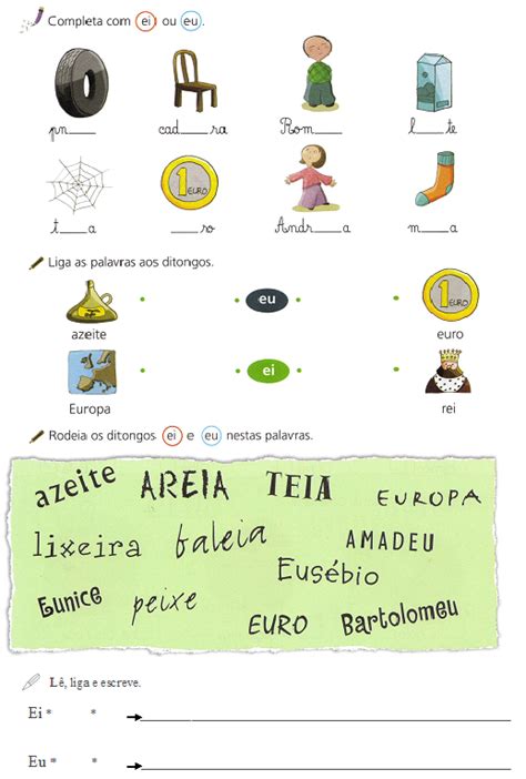 Palavras Com Ditongos Ai Oi Eu Ei