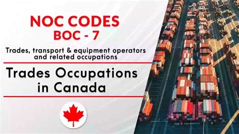 Trades Jobs In Canada With New Noc Codes Boc 7