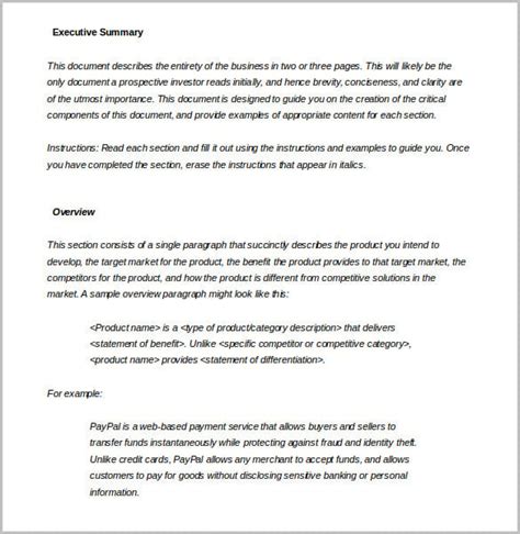 Executive Summary Word Template