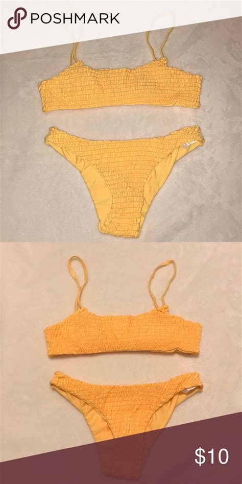 Yellow Smocked Bikini Smocked Bikini Bikinis Lace Underwear