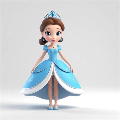 Premium Vector Pretty Princess Standing And Wearing Blue 3d Vector