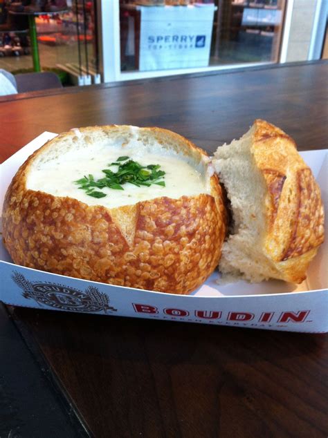 Boudins Clam Chowder On Bread Bowl