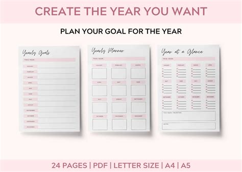 Goal Planner Kit 24 Page Printable Goal Tracking Templates Etsy