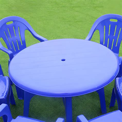 Contemporary Plastic Patio Table Outdoor Dining Table with Umbrella ...