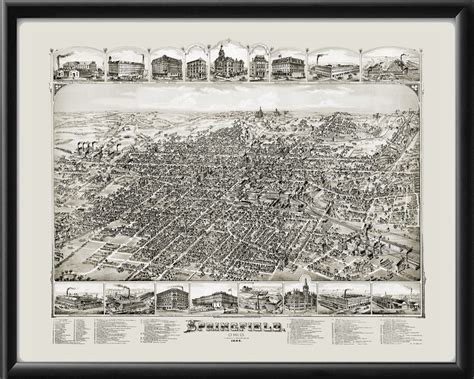 Springfield Oh 1884 Vintage City Maps