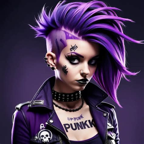 Vibrant Punk Woman With Purple Hair In Urban Setting Muse Ai