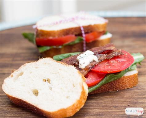 Gourmet Blt Sandwich With Candied Bacon And Garlic Basil Aioli