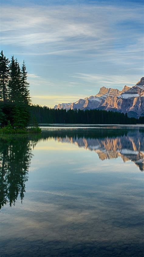 Morning View Of Mount Rundle At Two Jack Lake Banff National Park