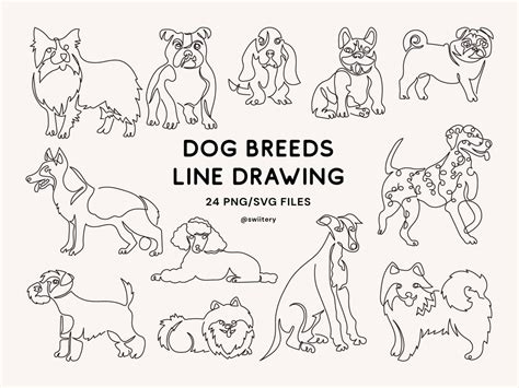 dog breeds  drawing clipart png svg minimal  art illustration